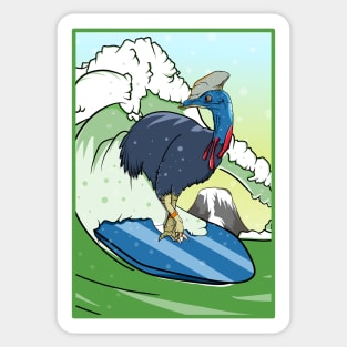 Cassowary Bird on a Surfboard Sticker